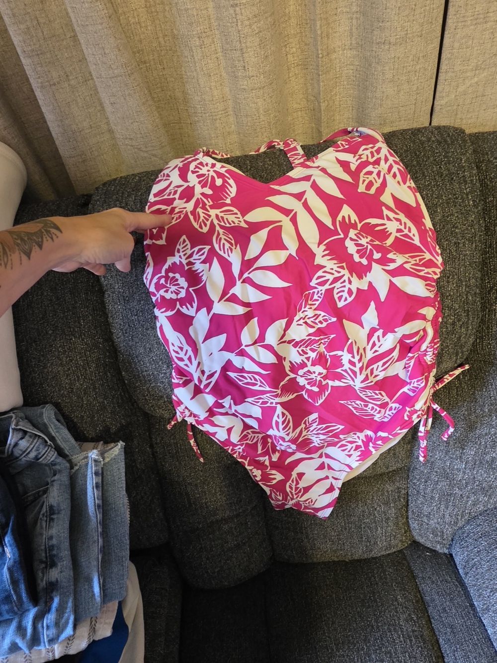 Kona Sol Hot Pink & White Floral One-Piece Swimsuit